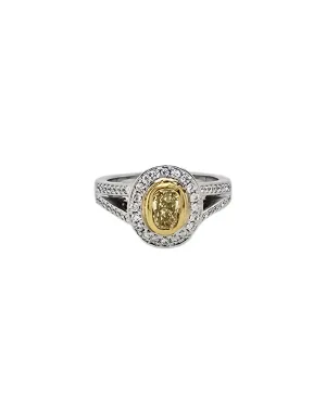 Oval Yellow Diamond Engagement Ring with Halo