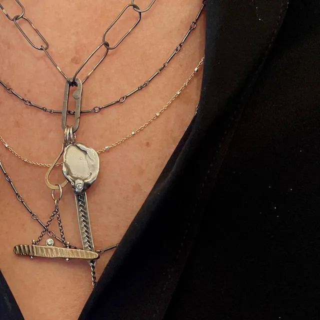 Oxidized Paperclip Chain with 14k Gold Accents