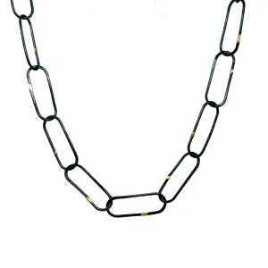 Oxidized Paperclip Chain with 14k Gold Accents