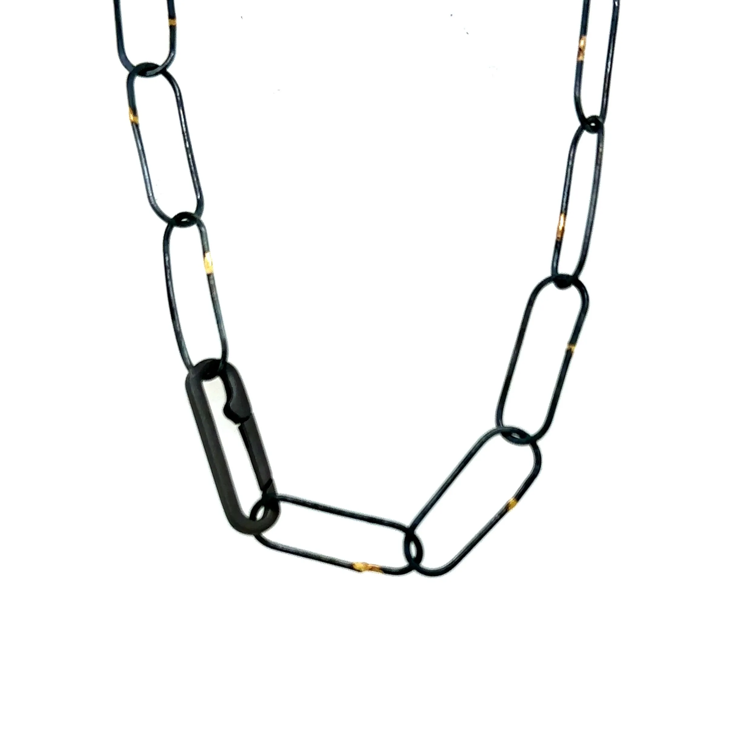 Oxidized Paperclip Chain with 14k Gold Accents