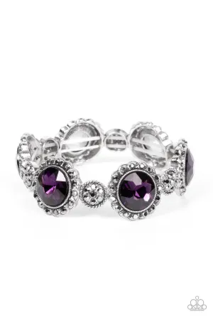 Palace Property - Purple - Circle Gem Hematite Rhinestone Paparazzi Stretchy Bracelet