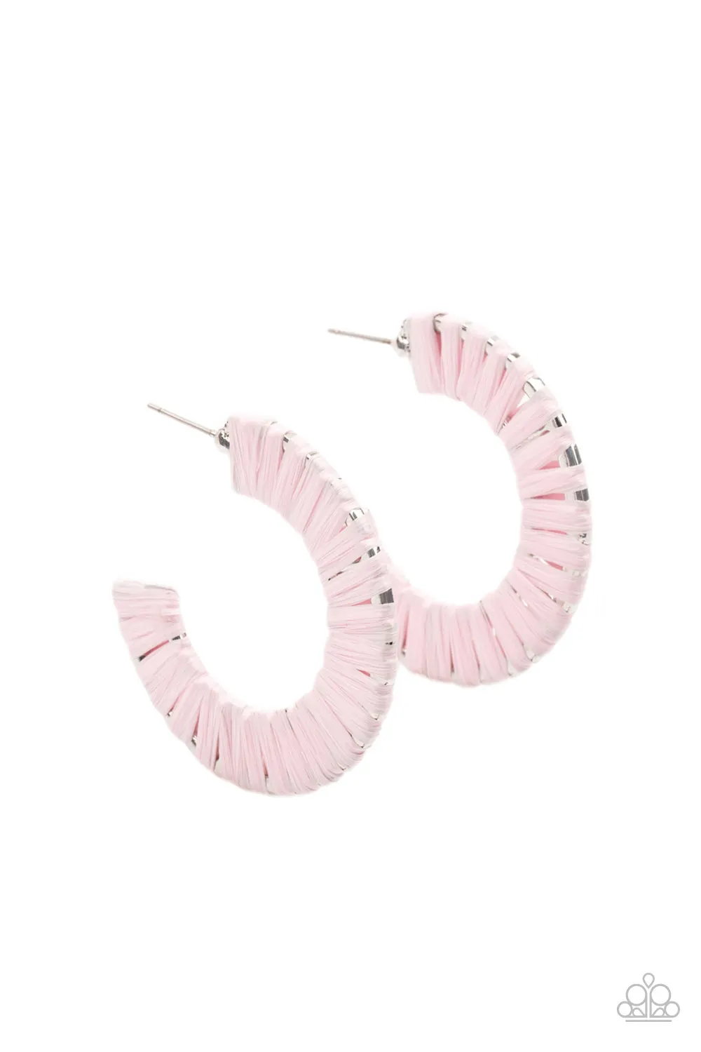 Paparazzi A Chance of RAINBOWS - Pink Wicker Hoop Earrings