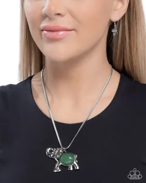 Paparazzi Empathetic Elephant - Green Necklace