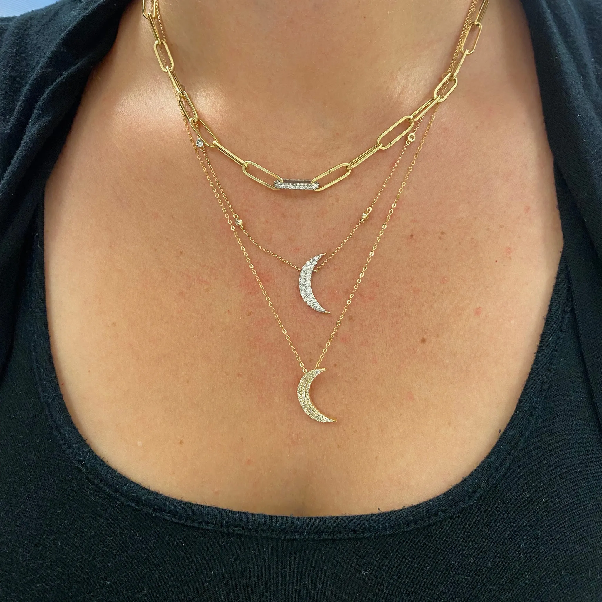 Paperclip Chain Necklace with Diamond Link