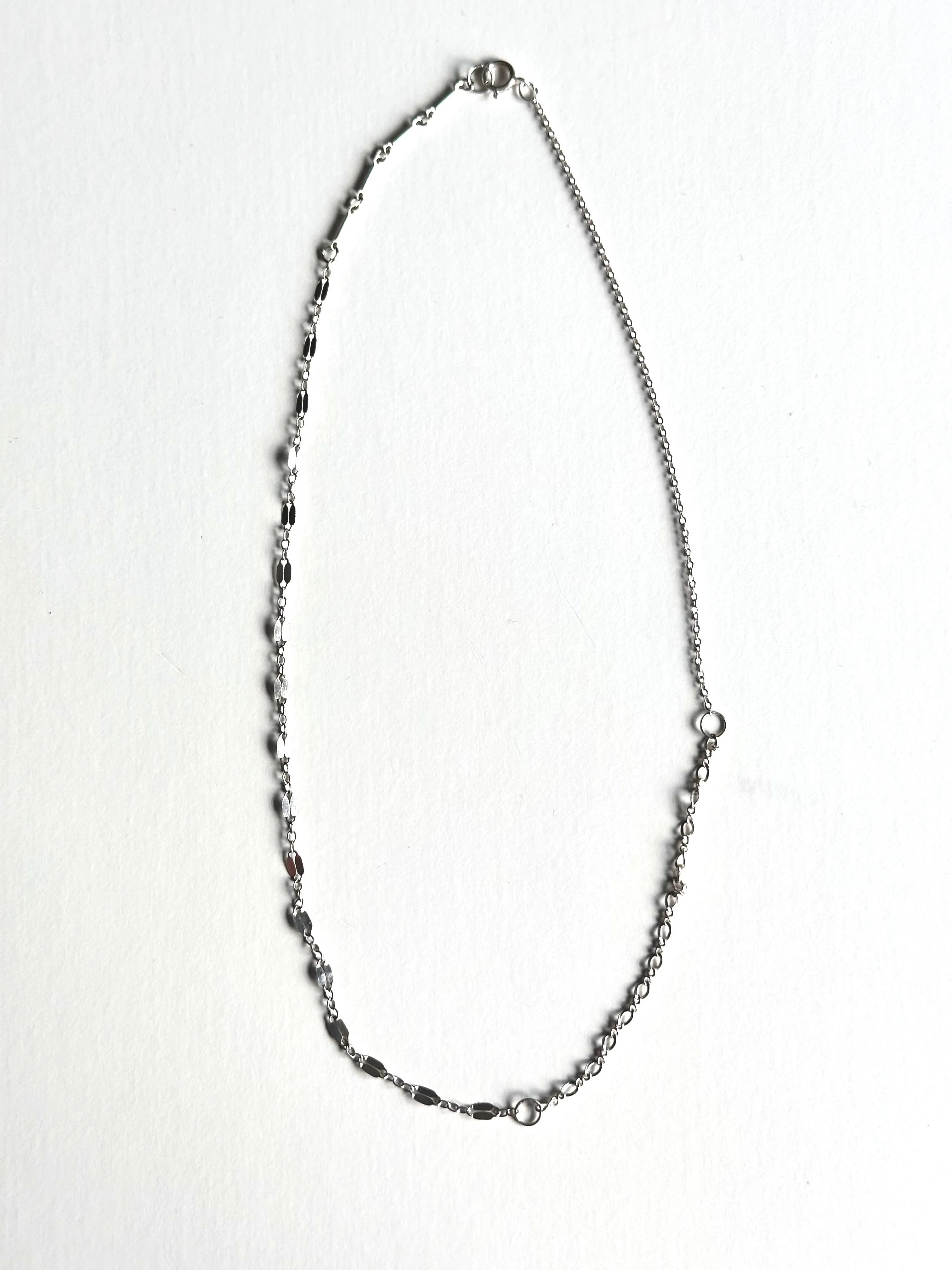 Patchwork Collar Silver Layering Chain Necklace - Hypoallergenic Jewelry