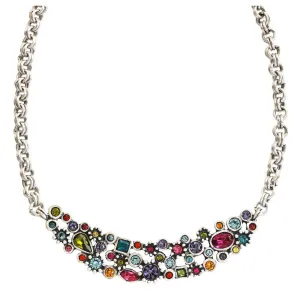 Patricia Locke Anastasia Sterling Silver Plated Mosaic Small Bib Swarovski Necklace, NK0604S Fling