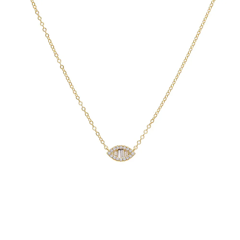 Pave X Baguette Marquise Chain Necklace