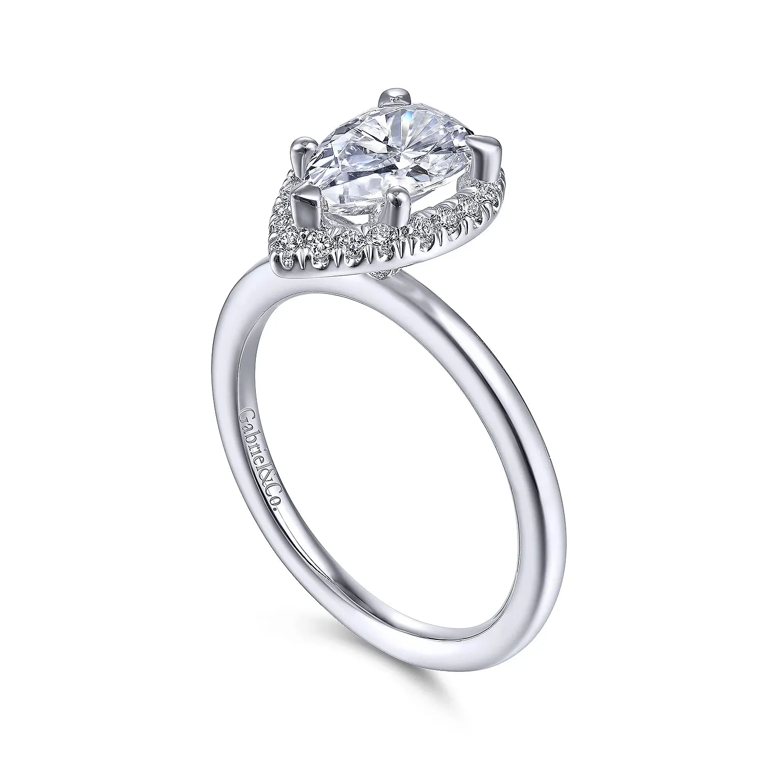 Pear Shape Halo Diamond Engagement Ring Mounting
