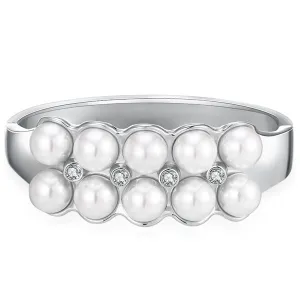 Pearl & Cubic Zirconia Silver-Plated Layered Bangle