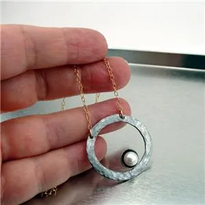 Pearl Pendant 14k Gold Filled 925 Silver Handmade Modern Hadar Designers (V)