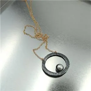 Pearl Pendant 14k Gold Filled 925 Silver Handmade Modern Hadar Designers (V)