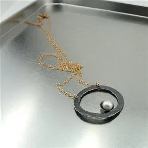 Pearl Pendant 14k Gold Filled 925 Silver Handmade Modern Hadar Designers (V)