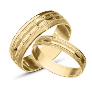 Personalised 9ct Yellow Gold and White Gold Weeding Rings, 375 stamped Wedding Bands