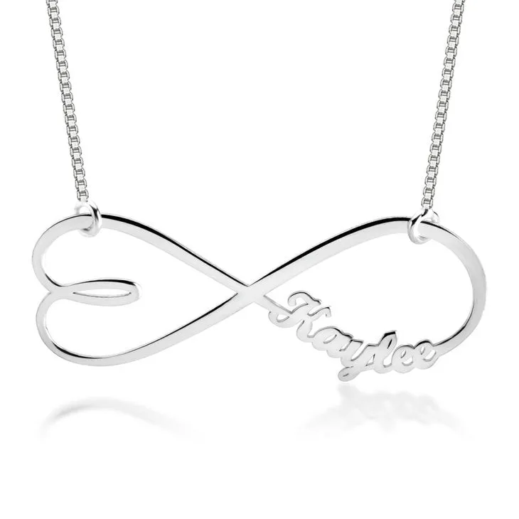 Personalized Infinity Necklace with Name and Heart Engraving - Hypoallergenic and Customizable for Everyday Wear