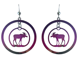 Pink Aurora Moose Hoop Earrings, by d'ears, #2641