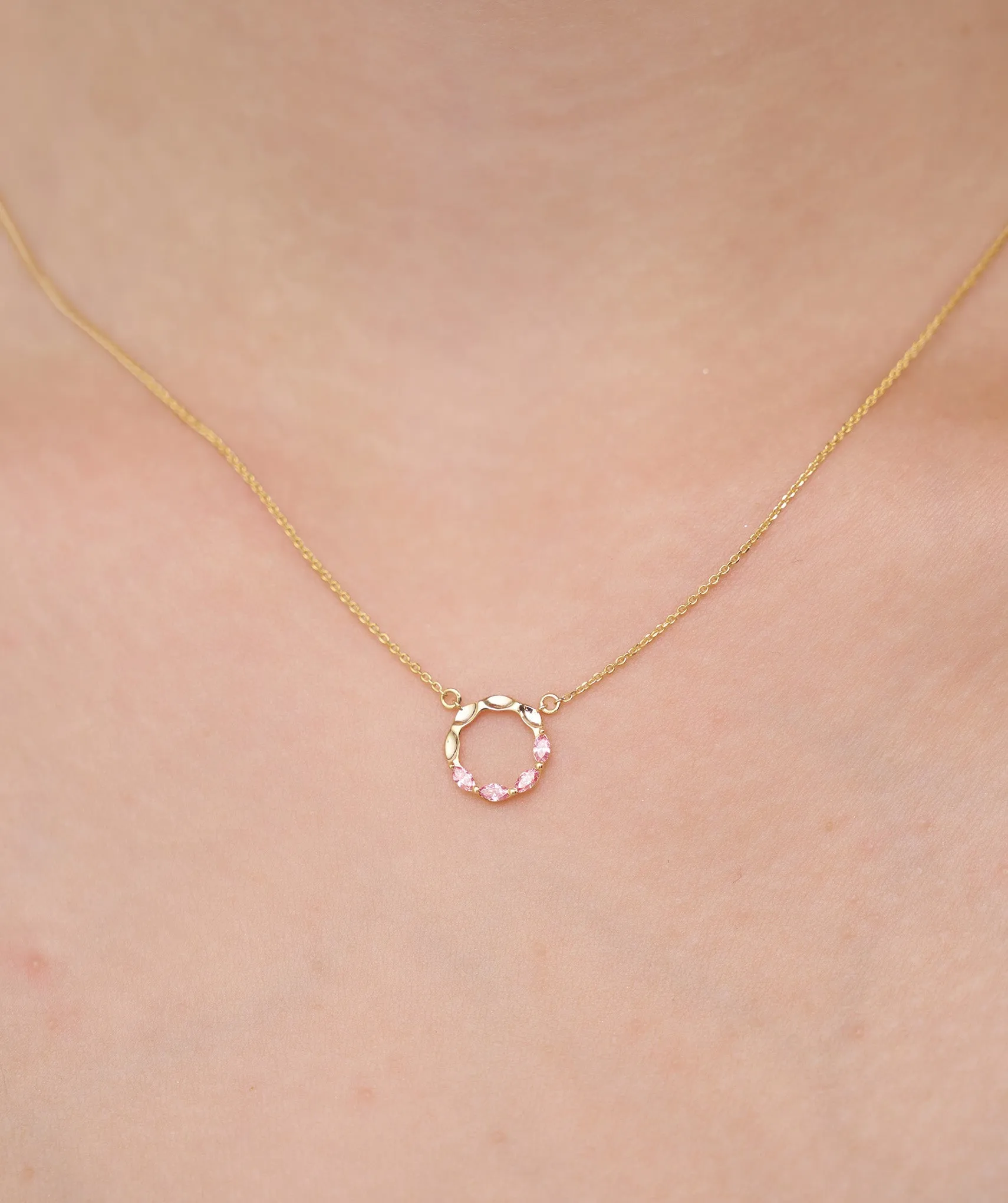 Pink Gemstone Wreath Necklace