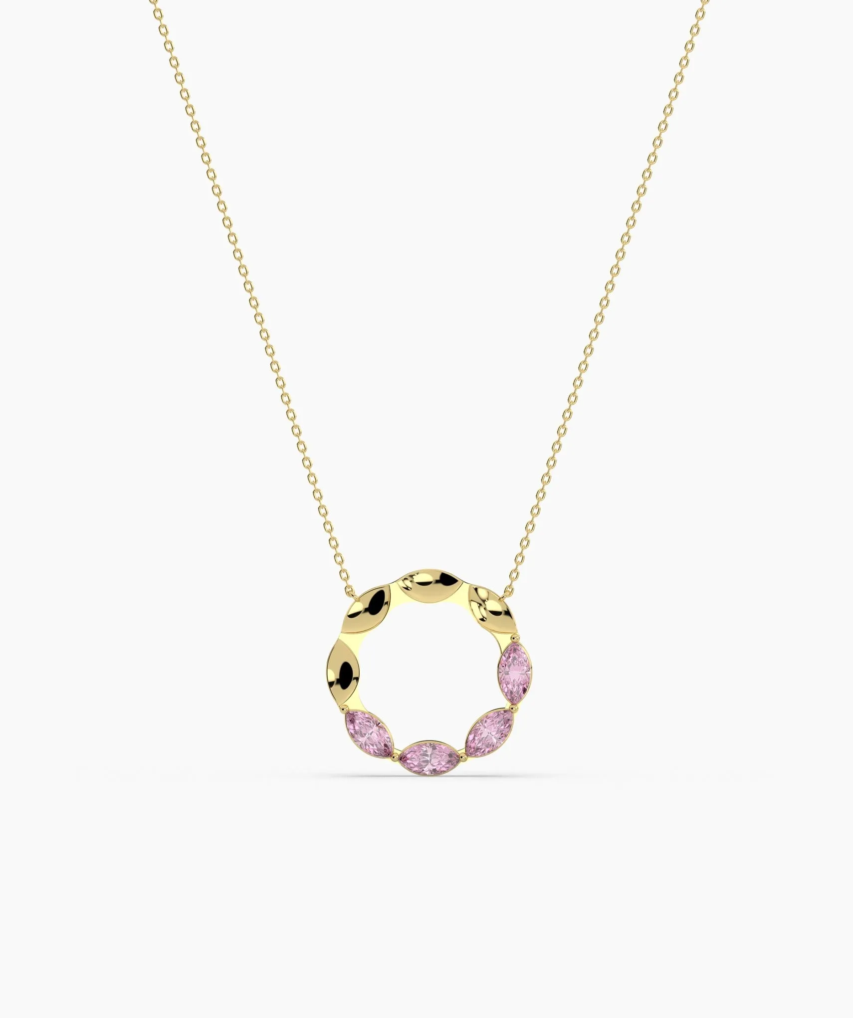 Pink Gemstone Wreath Necklace