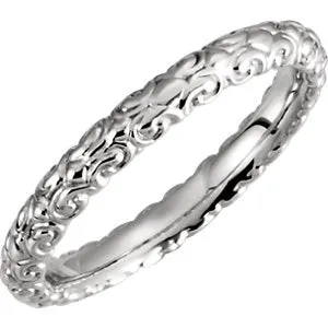 Platinum 2.9 mm Sculptural-Inspired Band Size 8