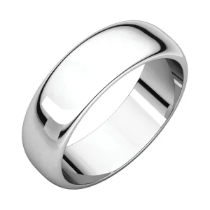 Platinum 6mm Half Round Band, Size 6