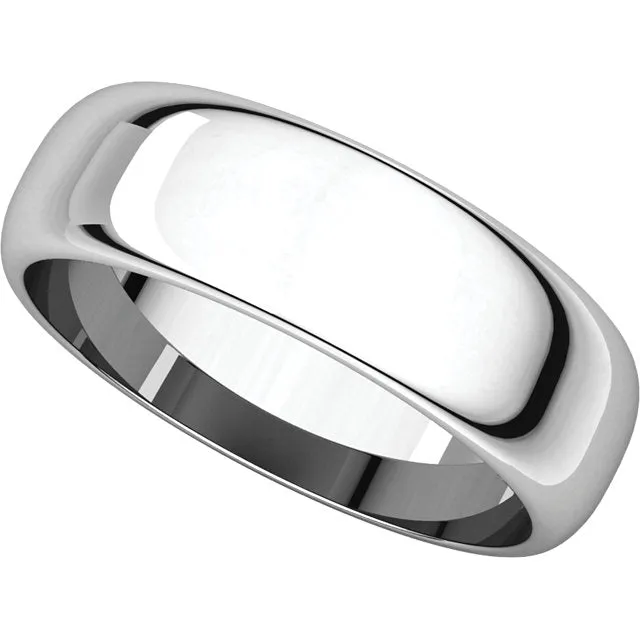 Platinum 6mm Half Round Band, Size 6