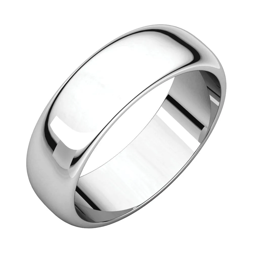Platinum 6mm Half Round Band, Size 6