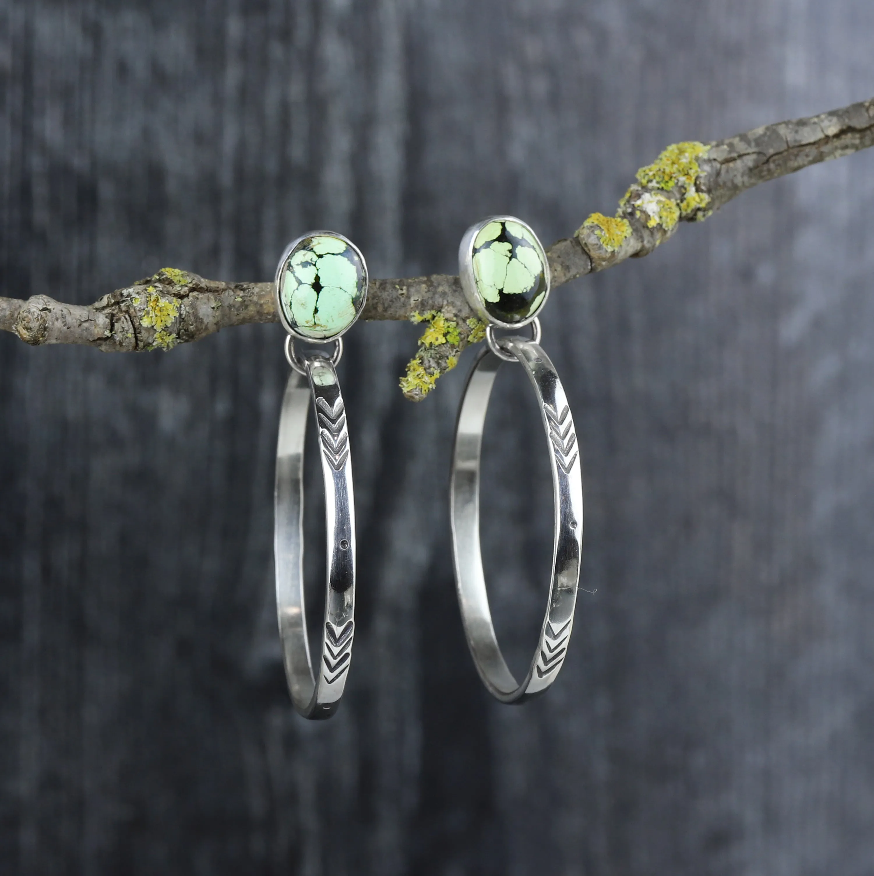 Poseidon Variscite Post Hoop Earrings
