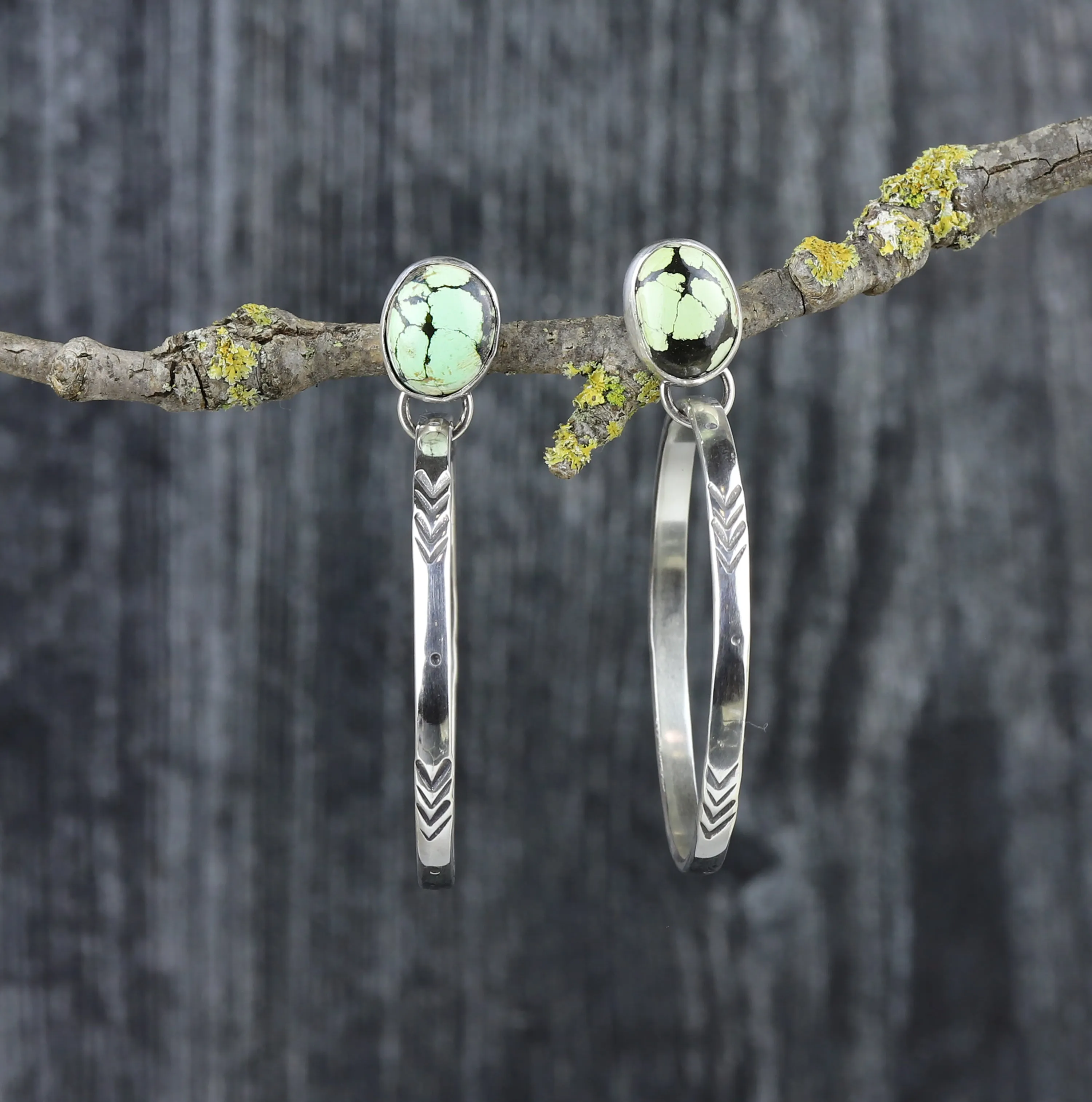 Poseidon Variscite Post Hoop Earrings
