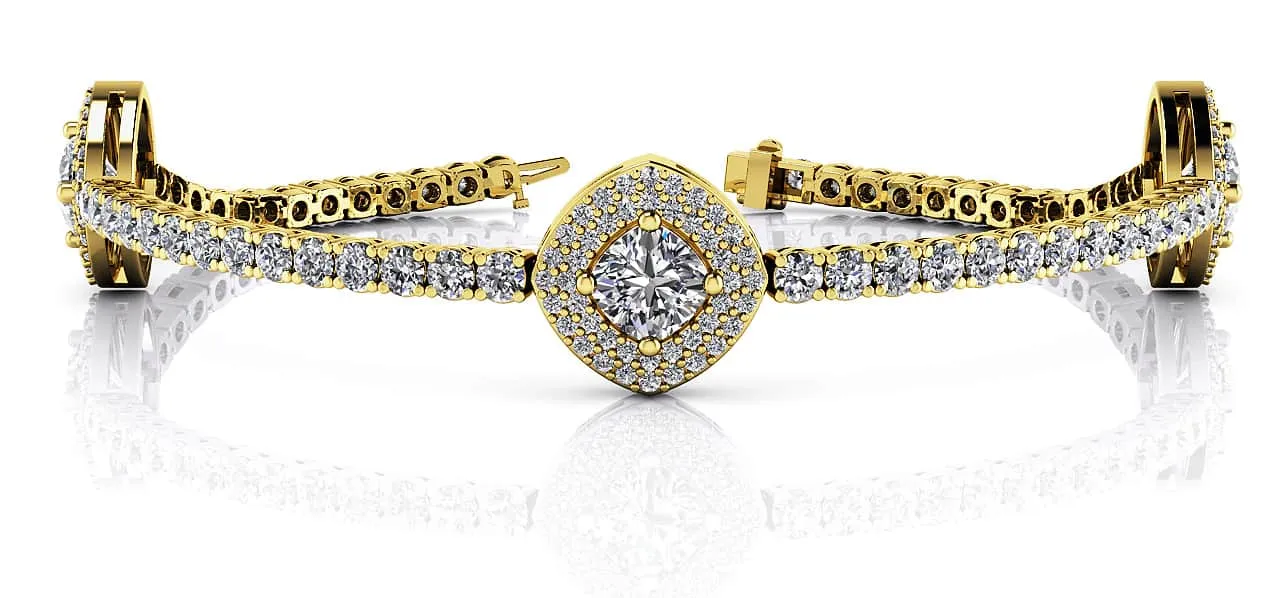 Posh Diamond Bracelet With Modern Accents Lab-Grown Diamond  with 3.67 ct.(finished) 1mm, 2.2mm, 4mm