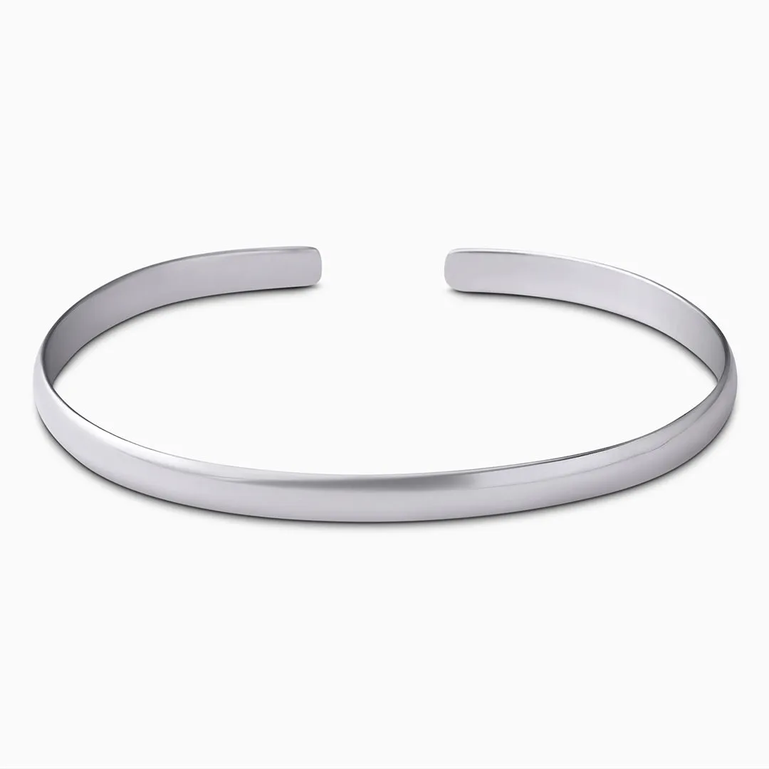 Pure Silver Bracelet - Glossy Tone Cuff Model