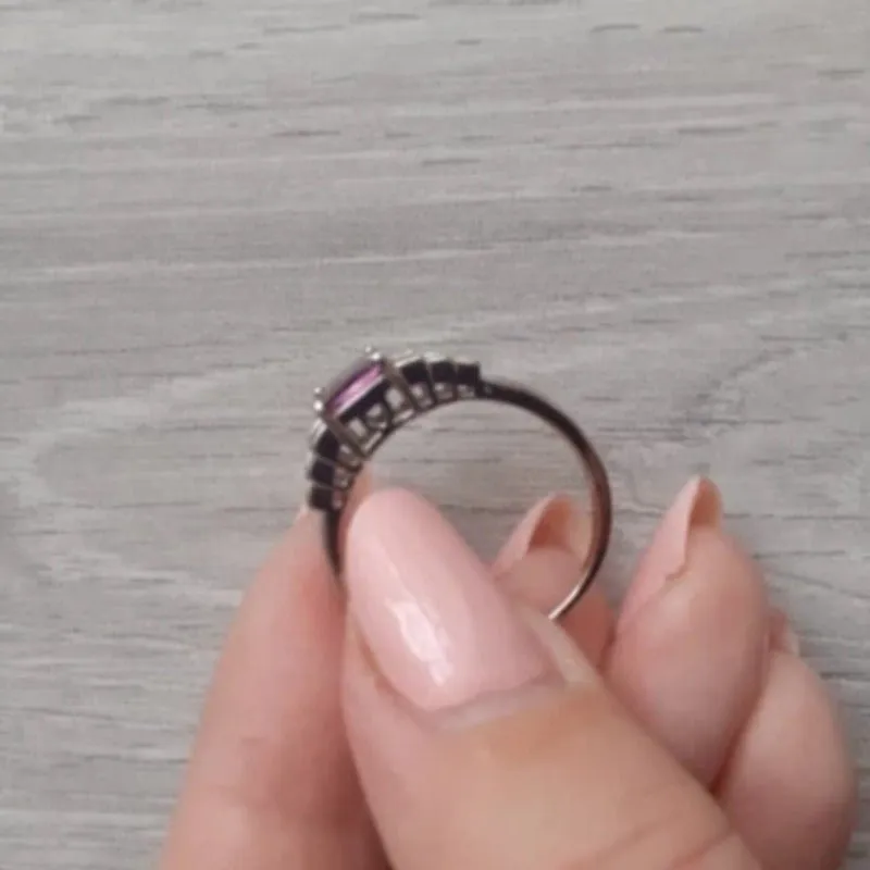 Purple Alexandrite Engagement Ring 925 Silver Women Wedding Jewelry