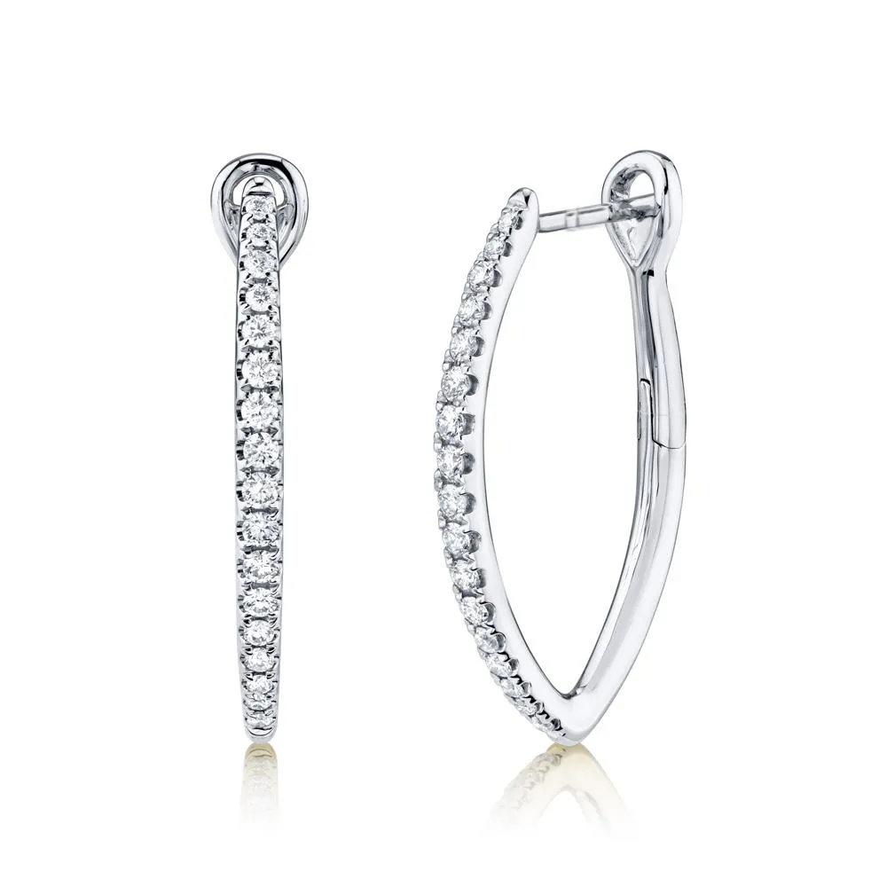 "V" Diamond Hoop Earrings