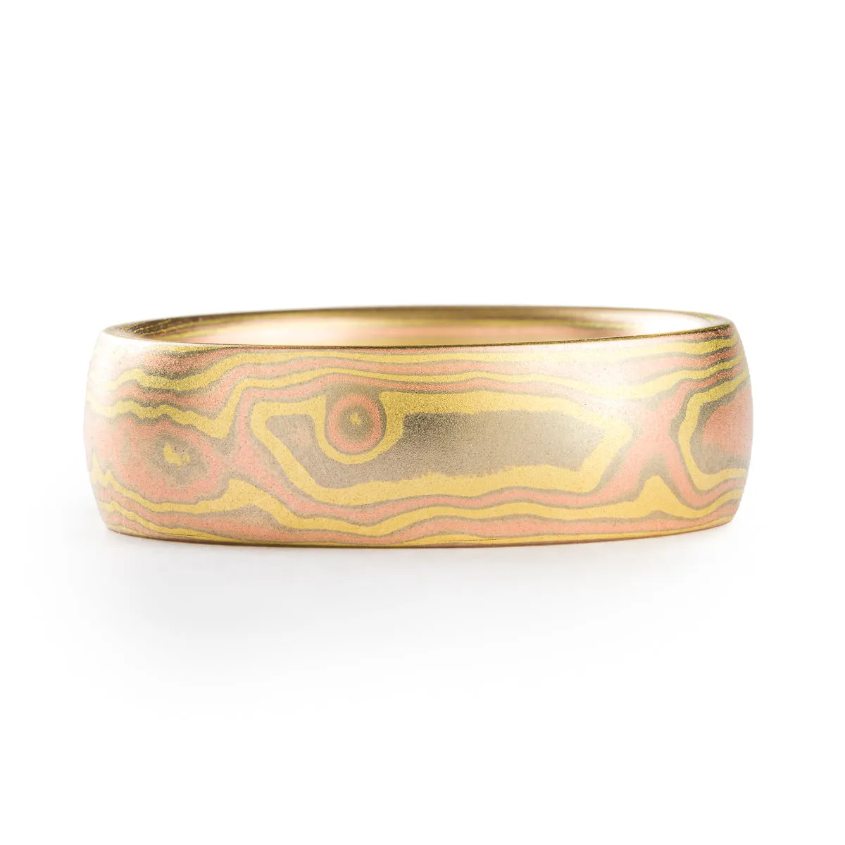 Radiant Mokume Wedding Band in Blaze Palette and Woodgrain Pattern