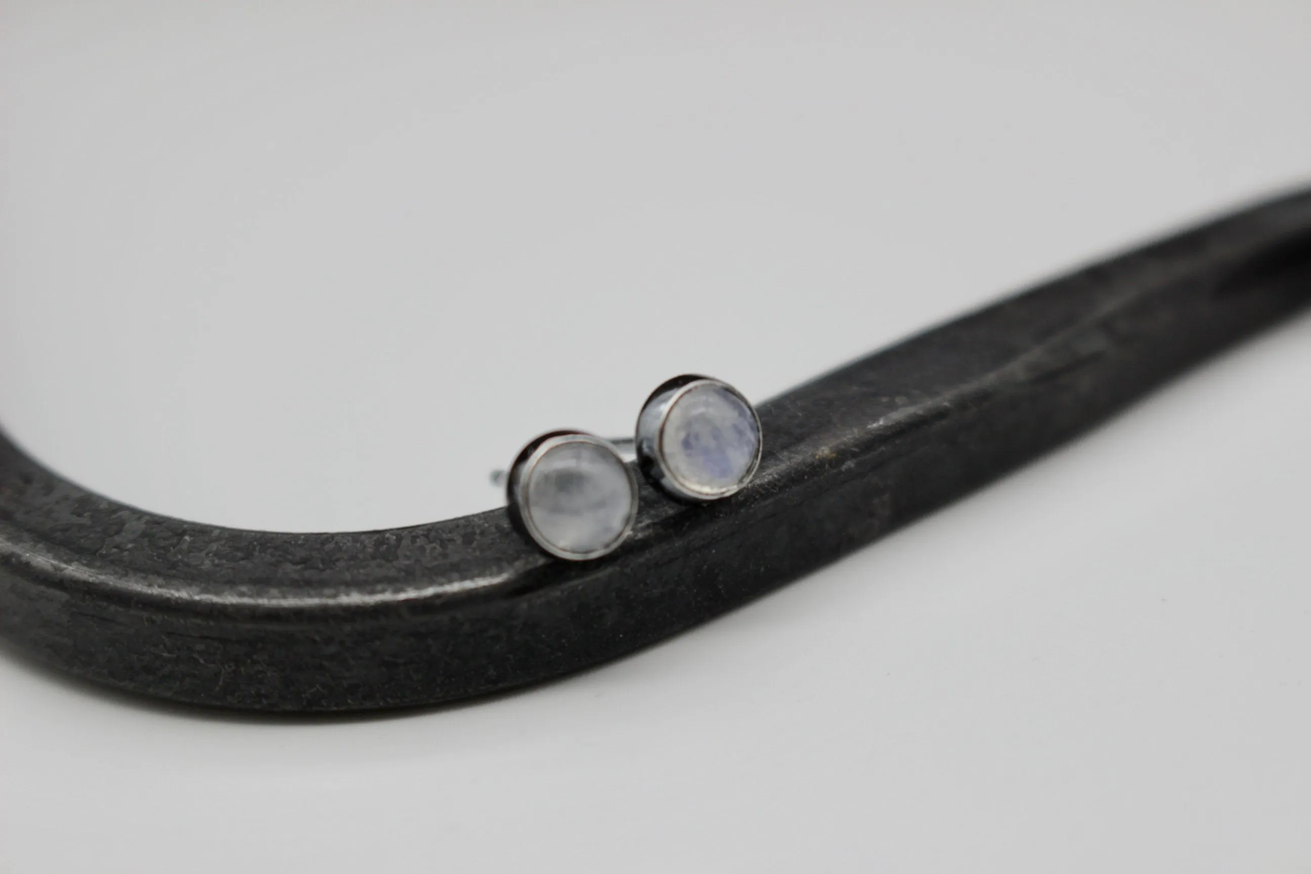Rainbow moonstone stud earrings