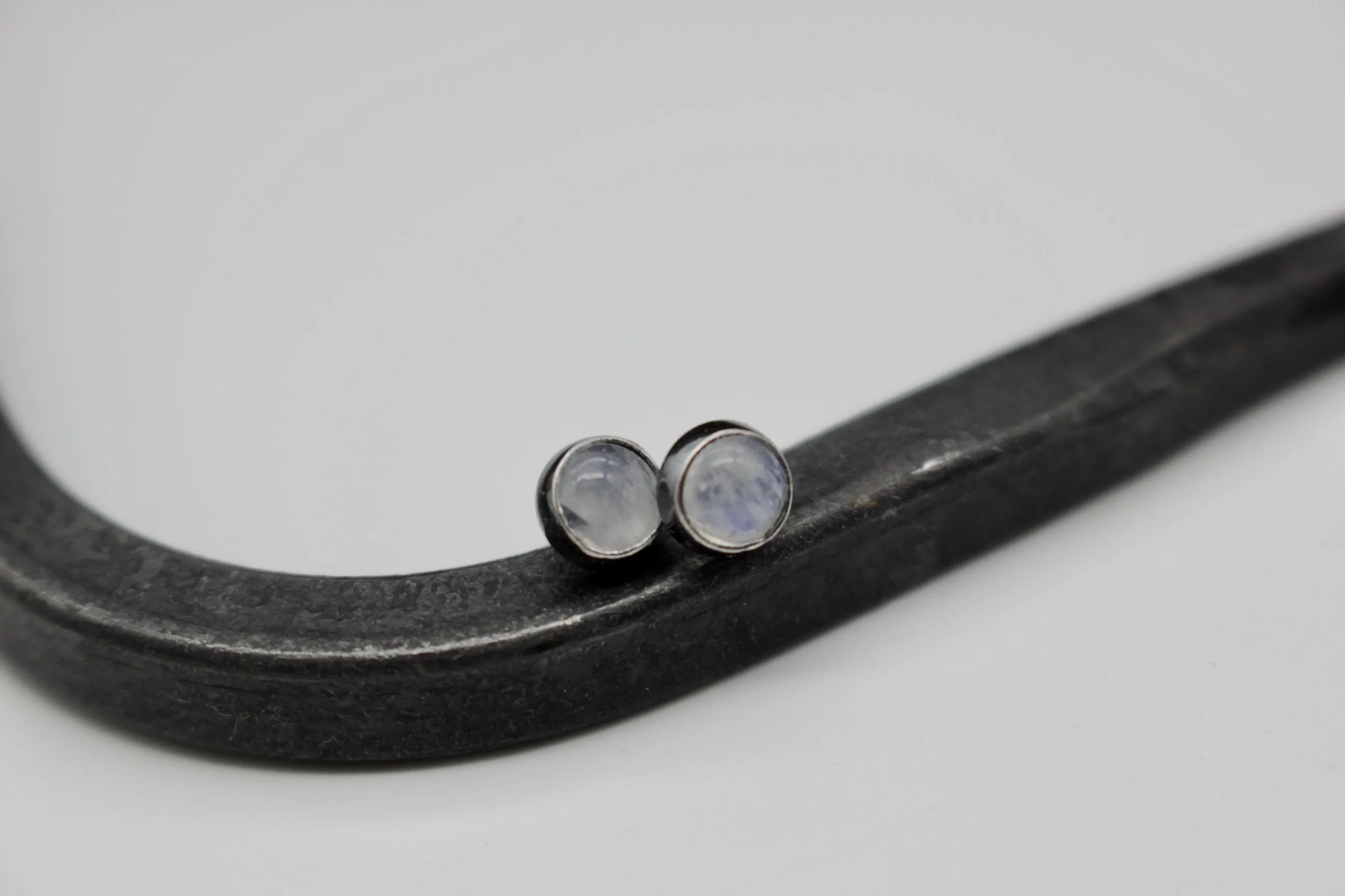 Rainbow moonstone stud earrings
