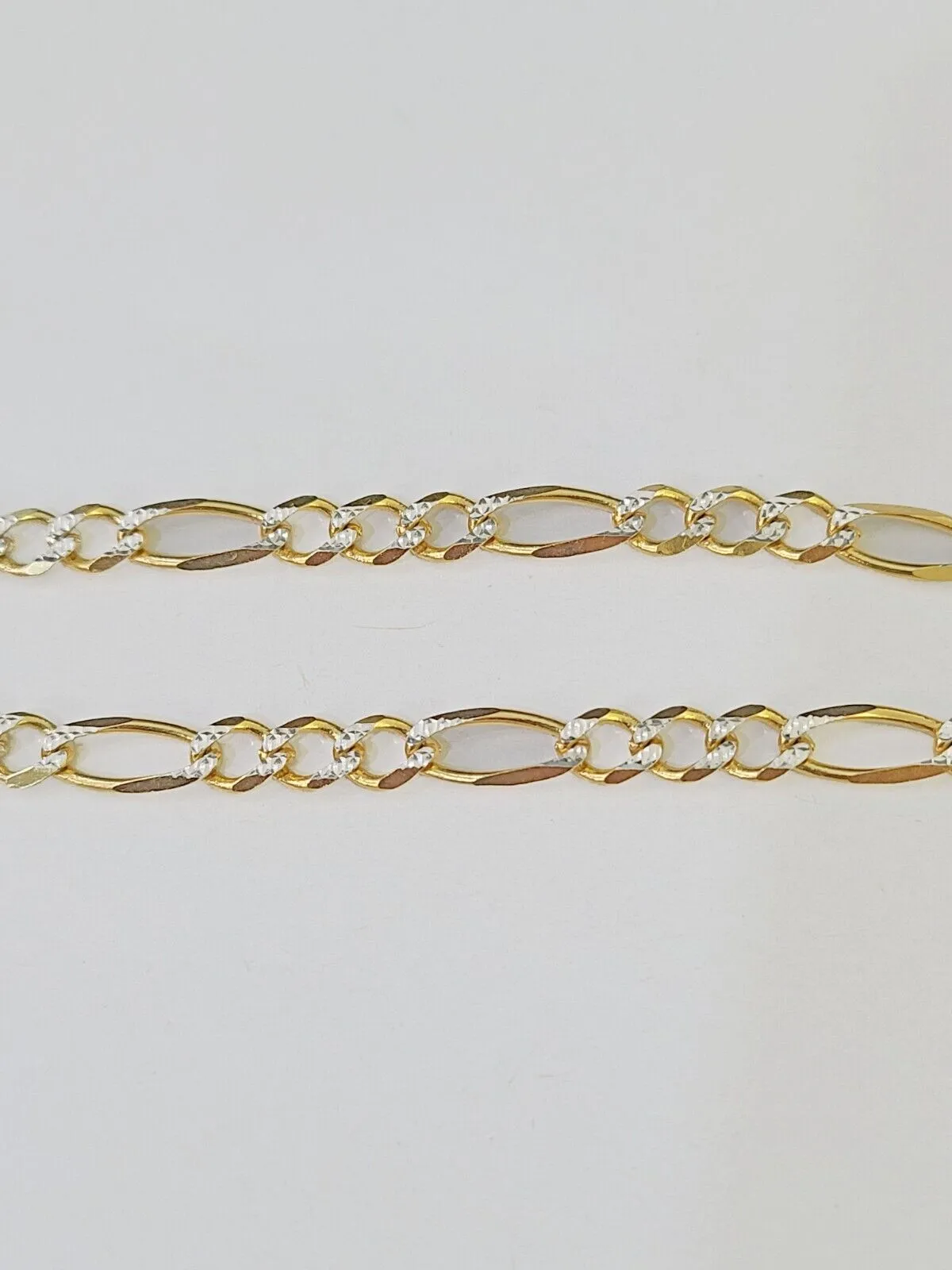 Real 10k Yellow Gold Figaro link Bracelet 5mm 8" Inch Men women Diamond Cut