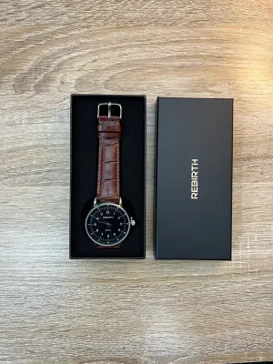 Rebirth leather watch with crocodile skin