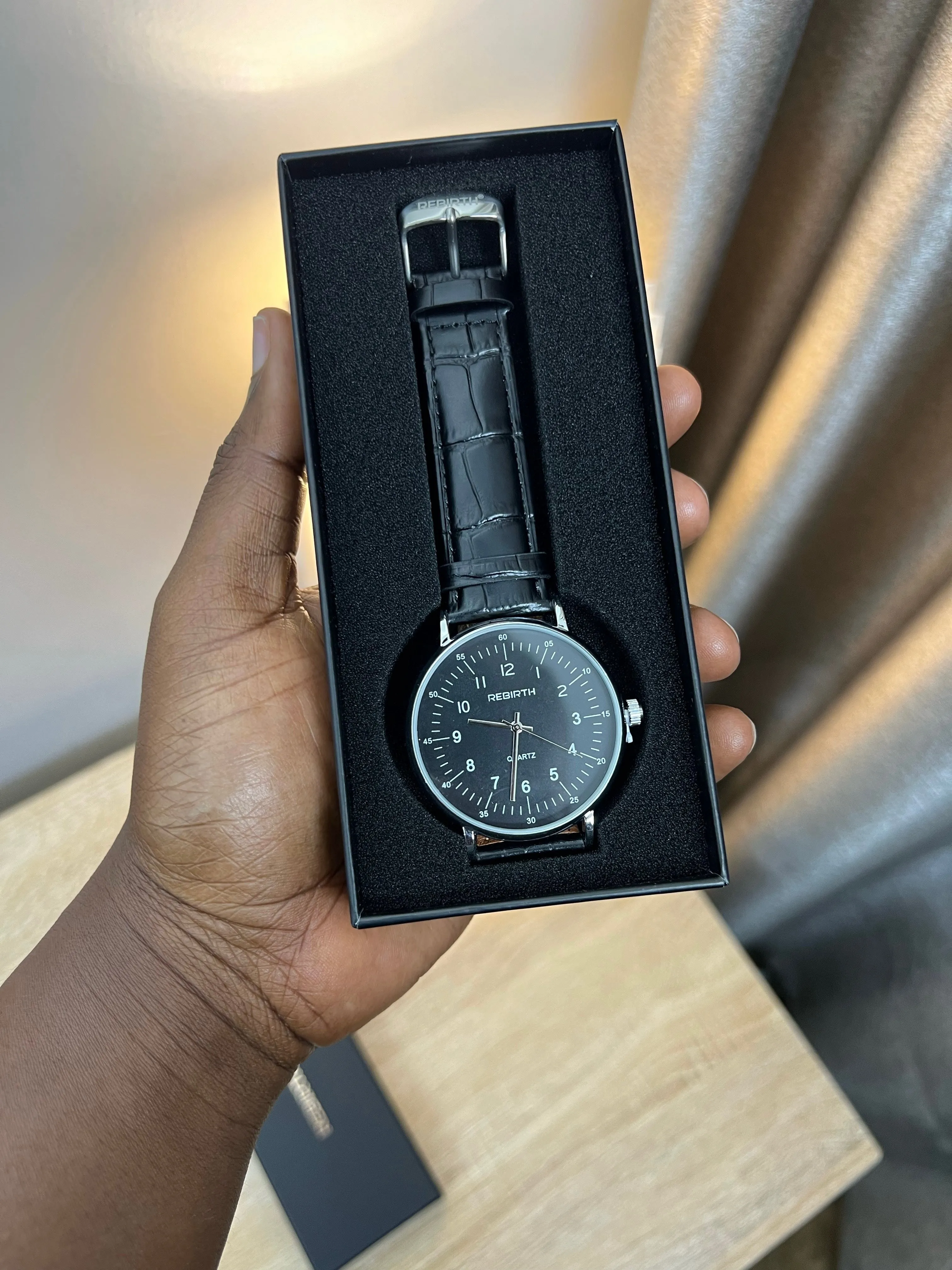 Rebirth leather watch with crocodile skin