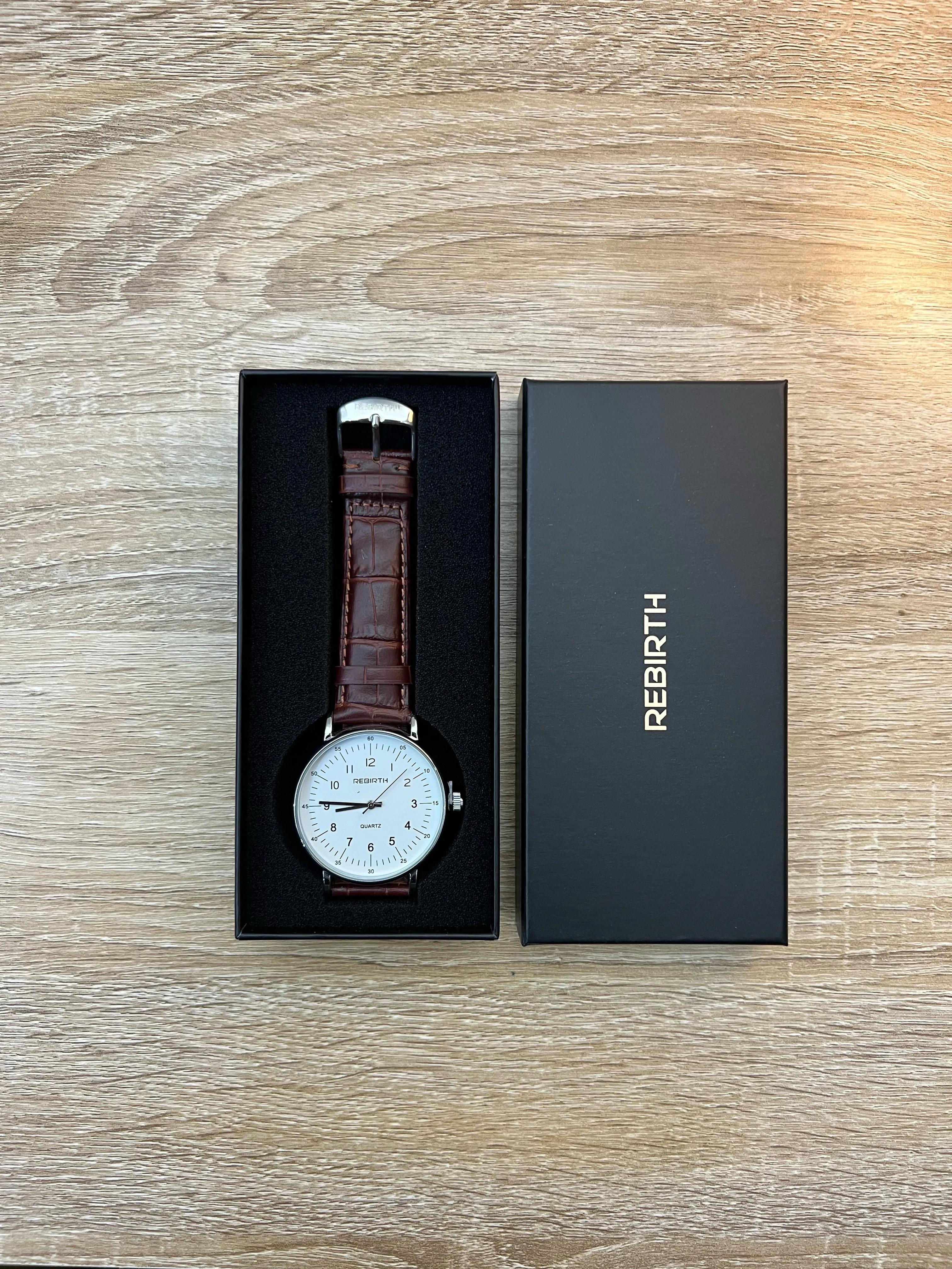 Rebirth leather watch with crocodile skin