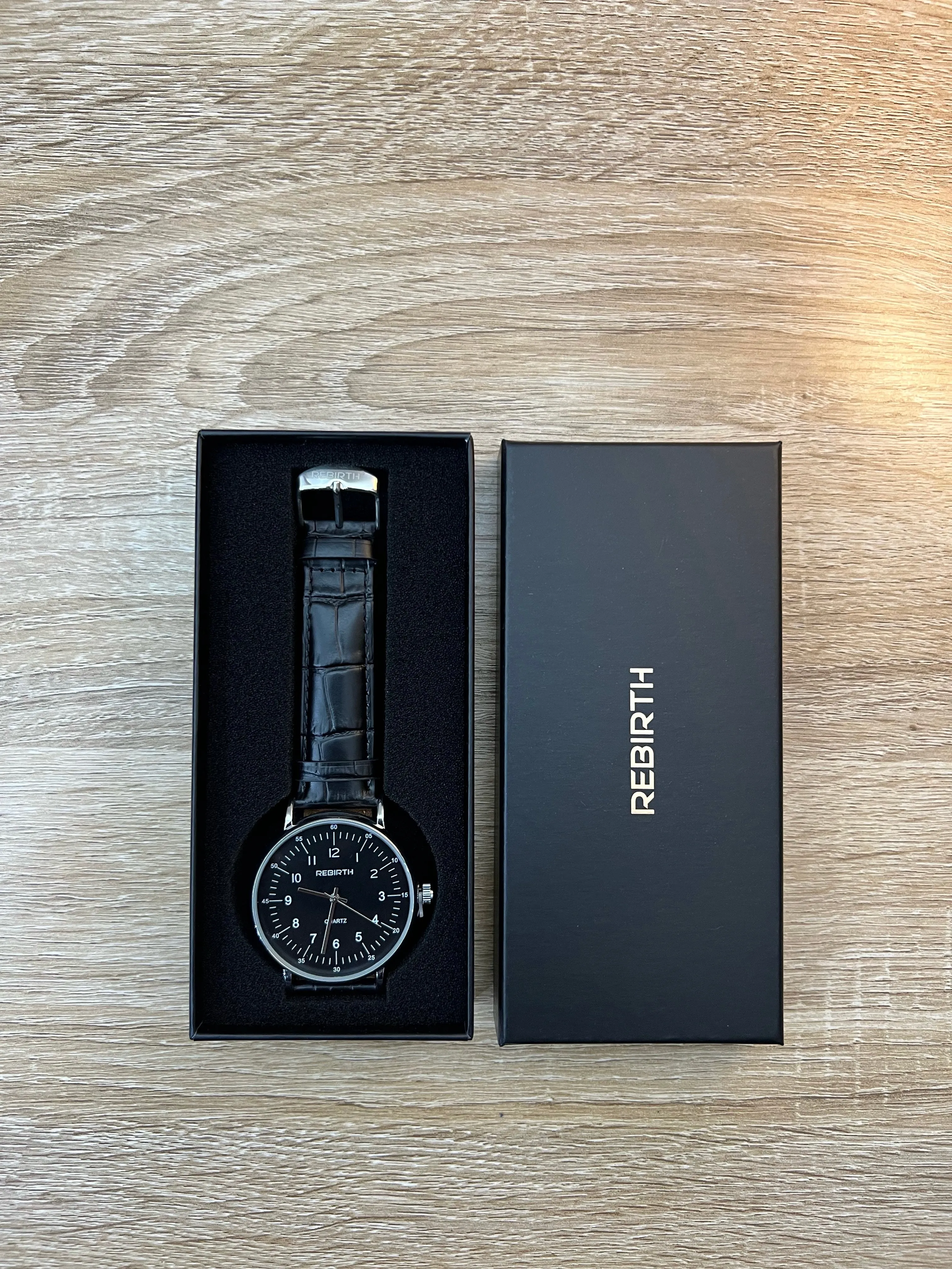 Rebirth leather watch with crocodile skin