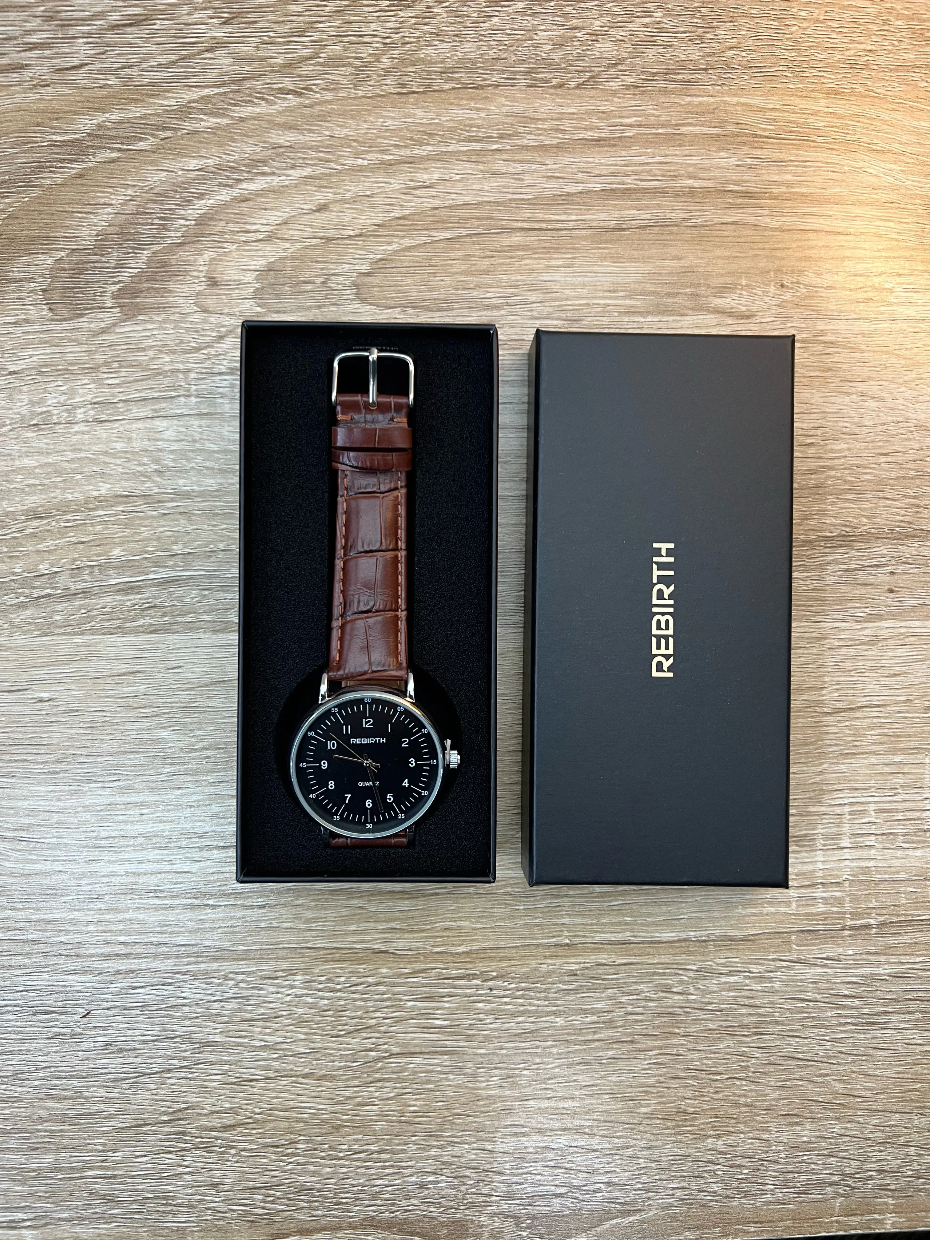 Rebirth leather watch with crocodile skin