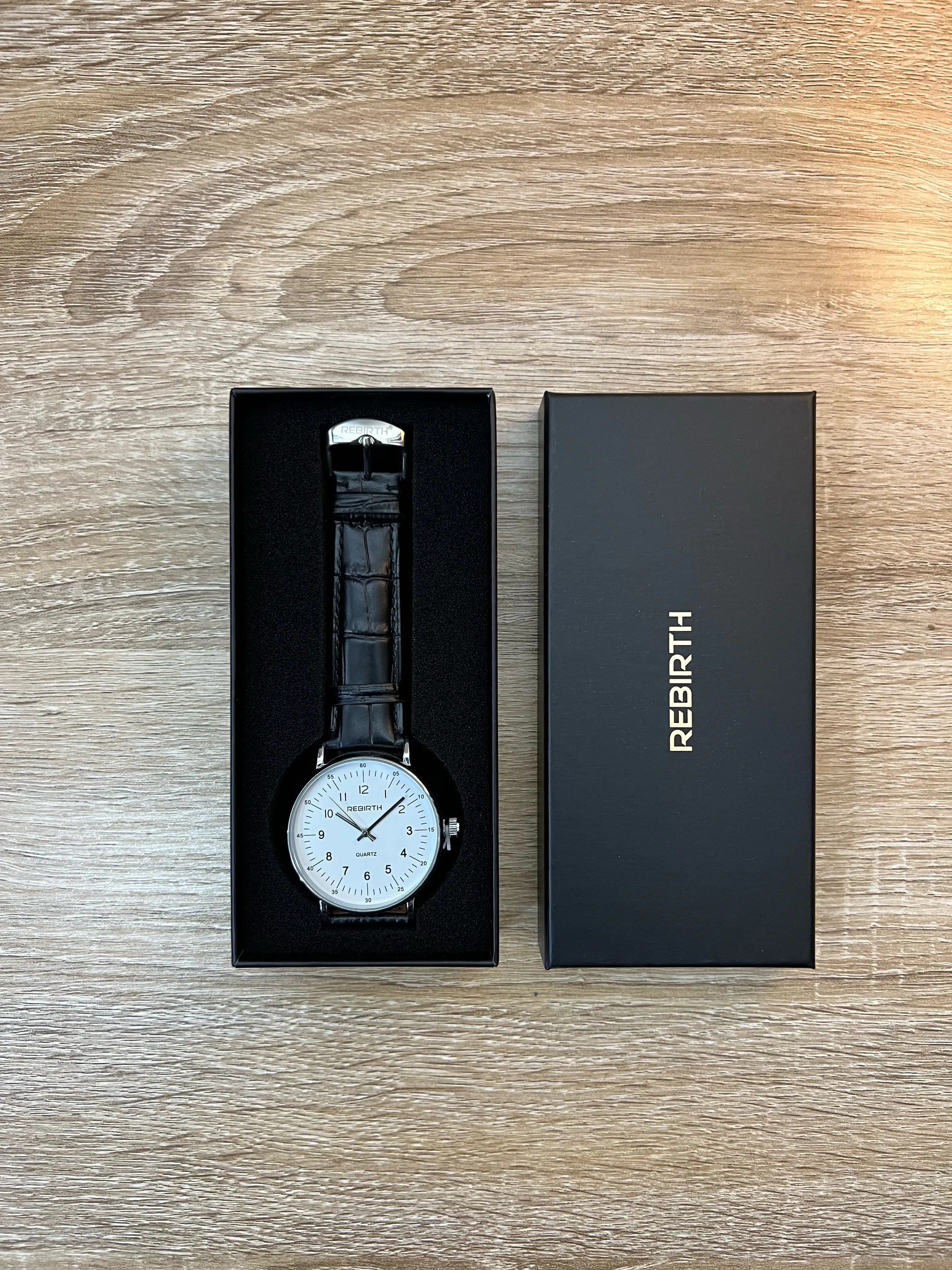 Rebirth leather watch with crocodile skin