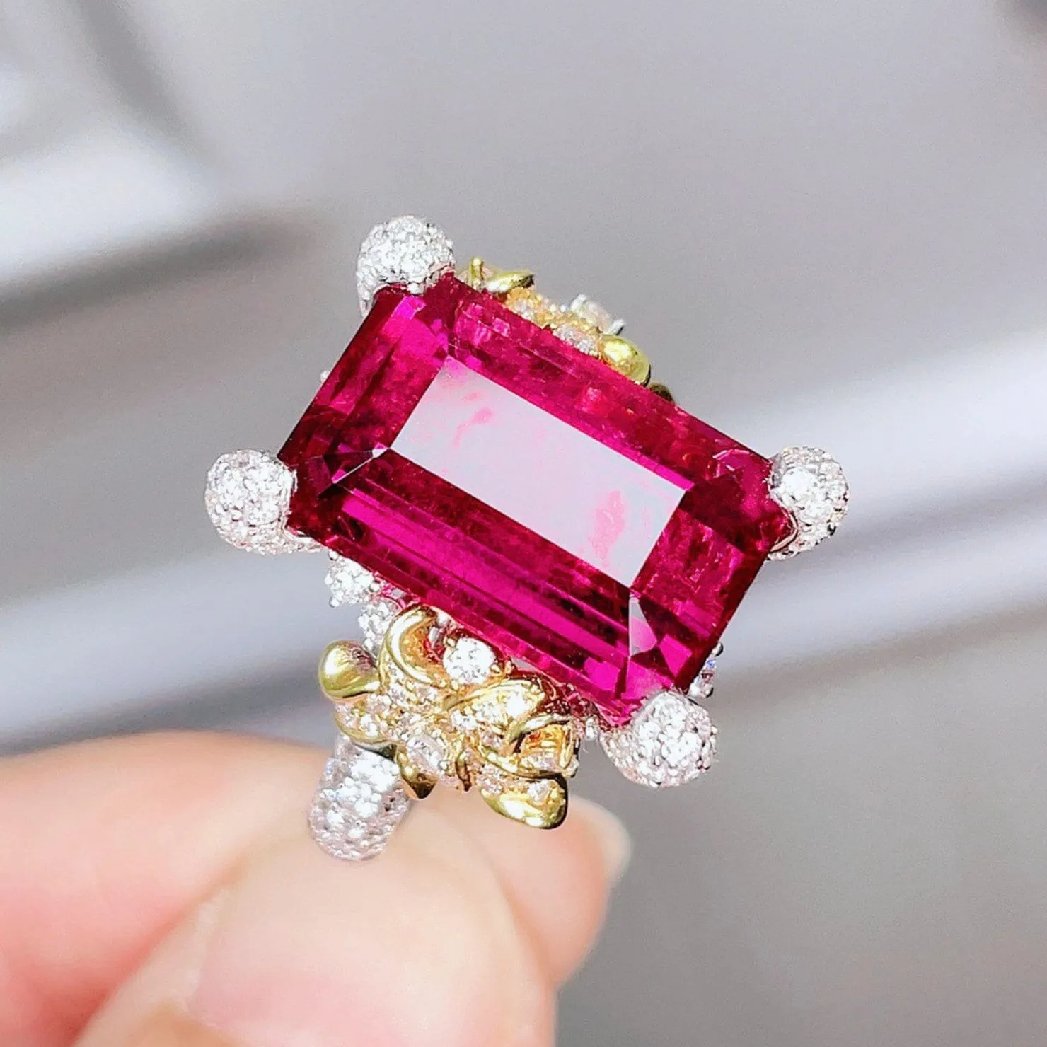 Red Gemstone Ring | Womens Red Diamond Ring | Womens Ring | Ruby Emerald Ring | Womens Big Diamond Ring | Fashion Ring | Statement Ring