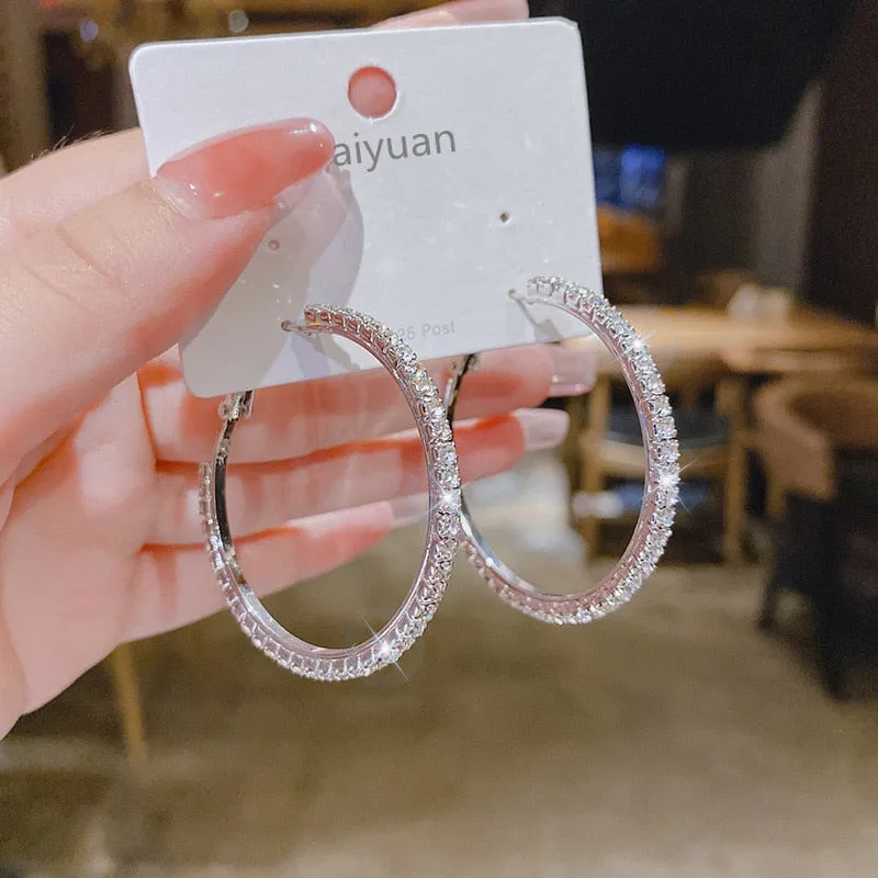 Rhinestone Crystal Hoop Earrings for Women