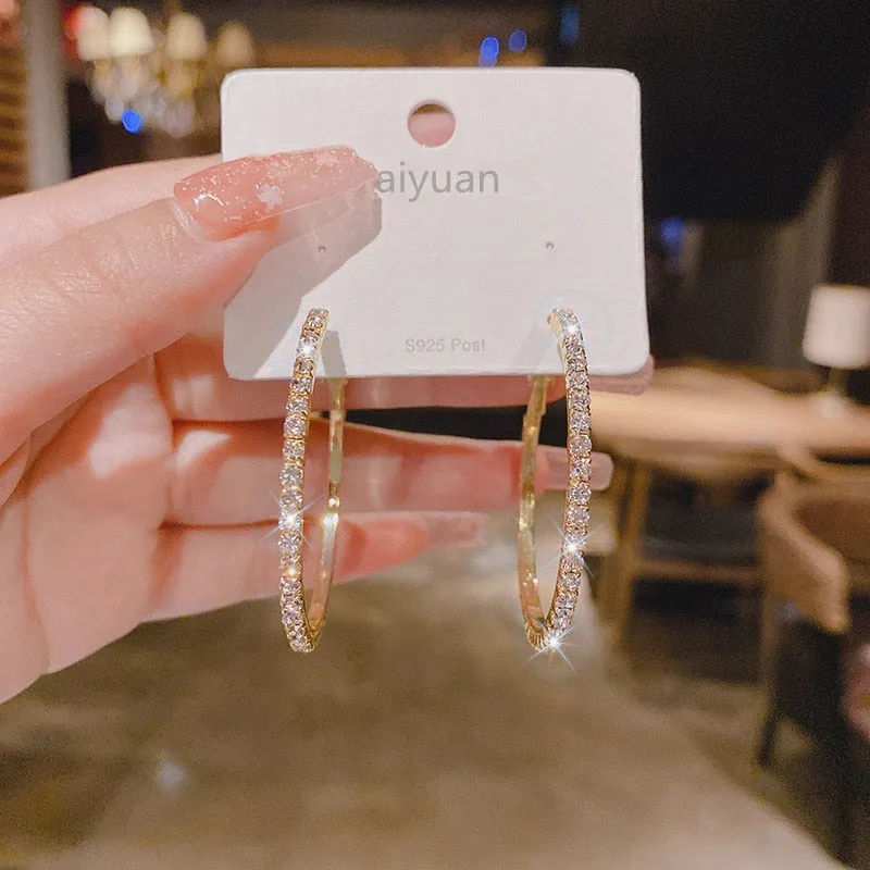 Rhinestone Crystal Hoop Earrings for Women