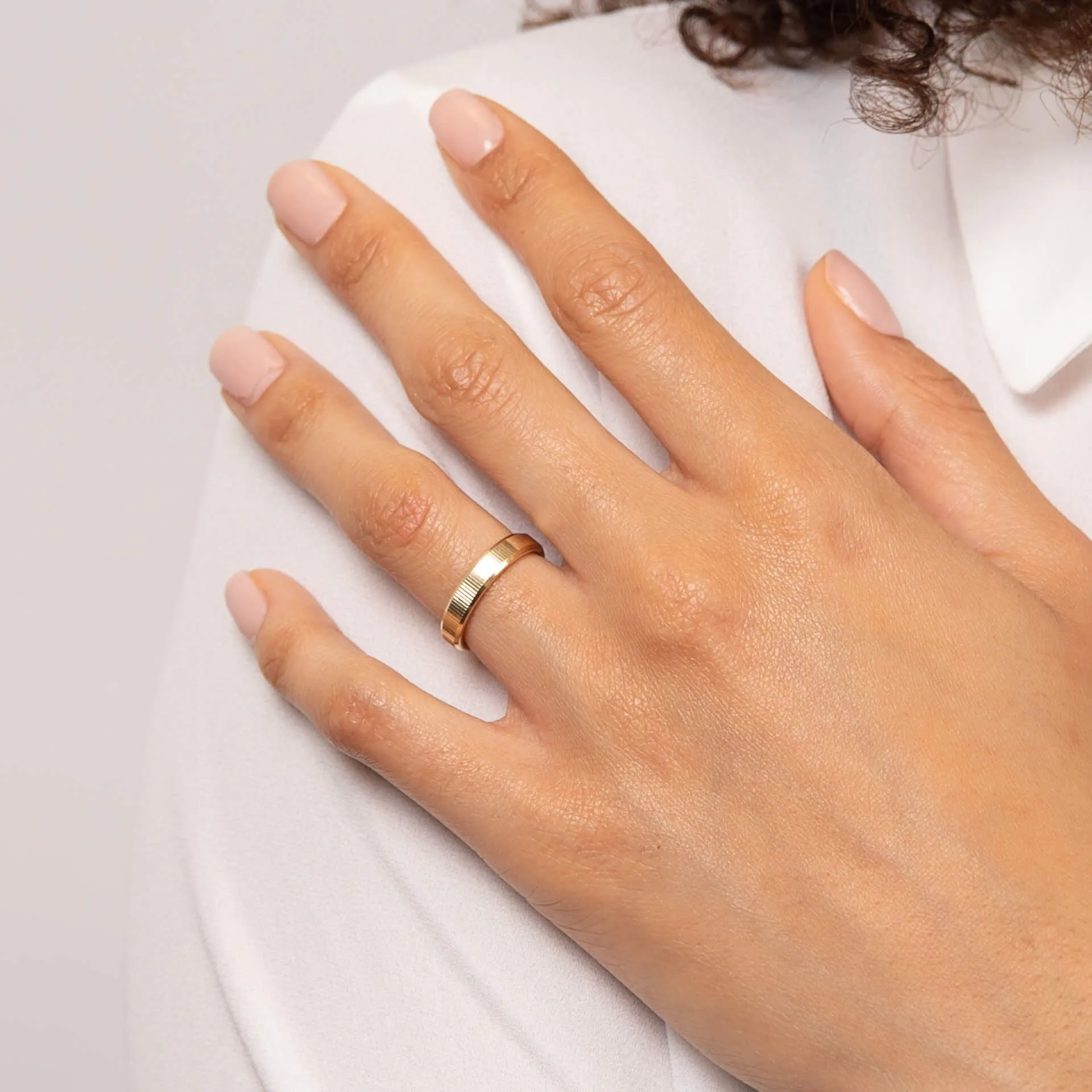 Ridged Textured 9ct Gold Band