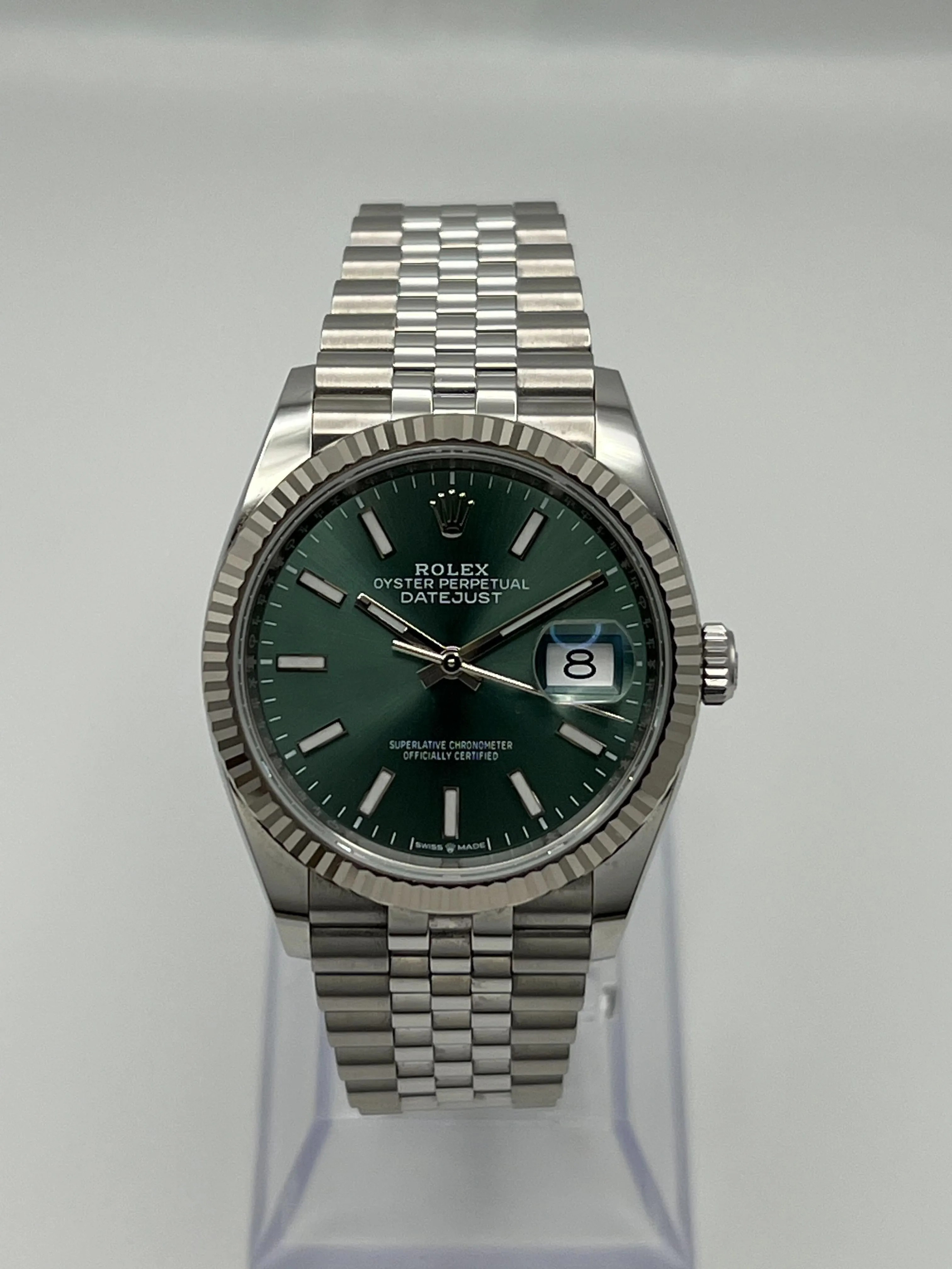 Rolex Datejust 126234 White Gold Stainless Steel Mint Green Dial Jubilee (2024)