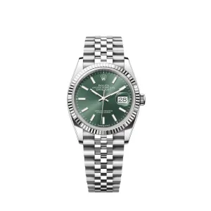 Rolex Datejust 126234 White Gold Stainless Steel Mint Green Dial Jubilee (2024)
