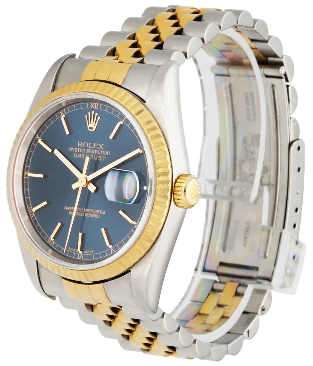 Rolex Datejust 16233  Blue Dial Men's Watch Box & Papers
