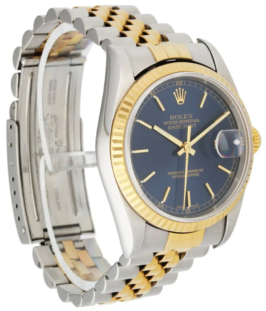 Rolex Datejust 16233  Blue Dial Men's Watch Box & Papers