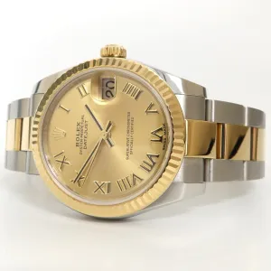 Rolex Datejust 31 18kt Yellow Gold & Stainless Steel Champagne Roman Dial 178273